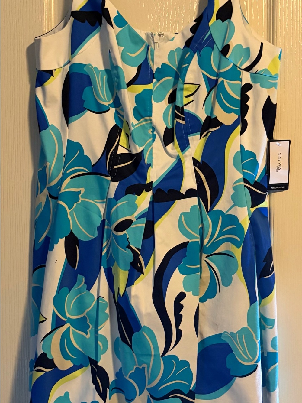 NWT Nine West Blue Floral Fit & Flare Dress Size 10